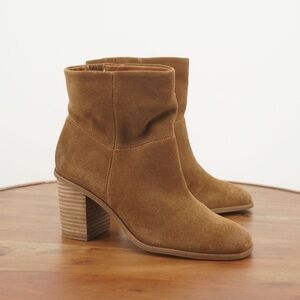 EUC Lucky Brand Suede Ankle Boots | Size 9.5 | Camel Block Heel